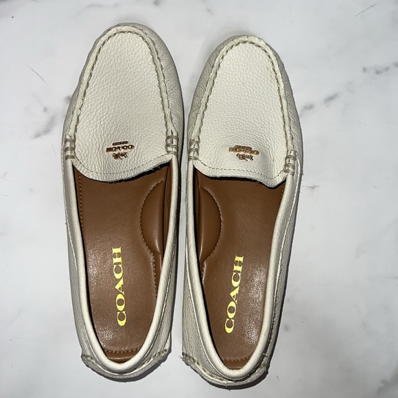 COACH Amber Pebble Grain Leather Chalk White Loafer Size 6B - Picture 5 of 13
